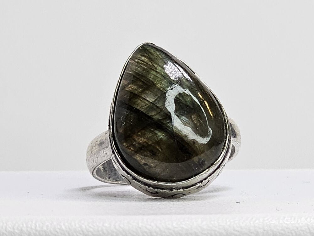 Vintage Beautiful Handmade Costume Ring With Pear Stone Ring Size 8.5